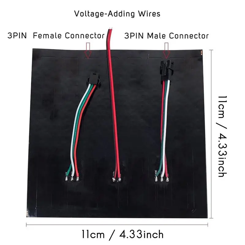 ELECT-DC5V Flexible RGB LED Matrix Display Board 11X11 WS2812B Addressable 256-Pixel For WLED SP802E