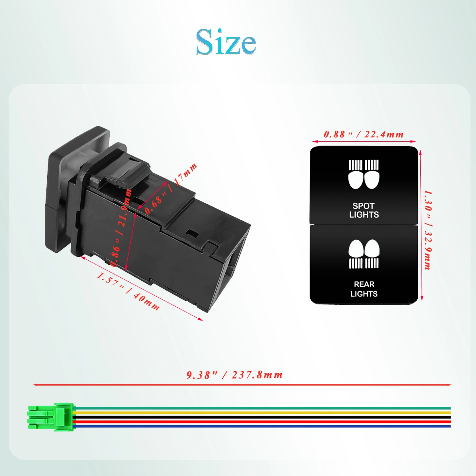 12V Push Switch Dual Buttons LED LIGHT BAR & LED WORK LIGHTS Car Accessories for Toyota Prado 150 200 Landcruiser Hilux RAV4