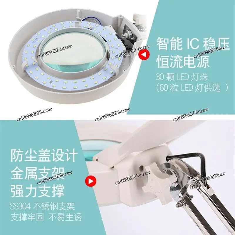 Desktop Magnifying Glass Repair Table with Lamp Led Mirror 5 Folding Electronic 10 High Definition 30 Times