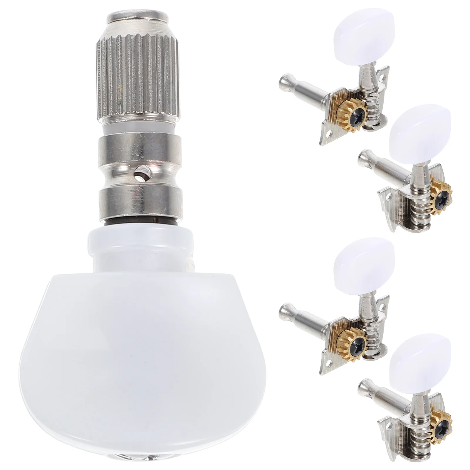 

5pcs Banjo Machine Heads Tuning Pegs With 4 Bushings Durable Metal For Guitar Bass Replacement Parts Silver Enhance Sound String