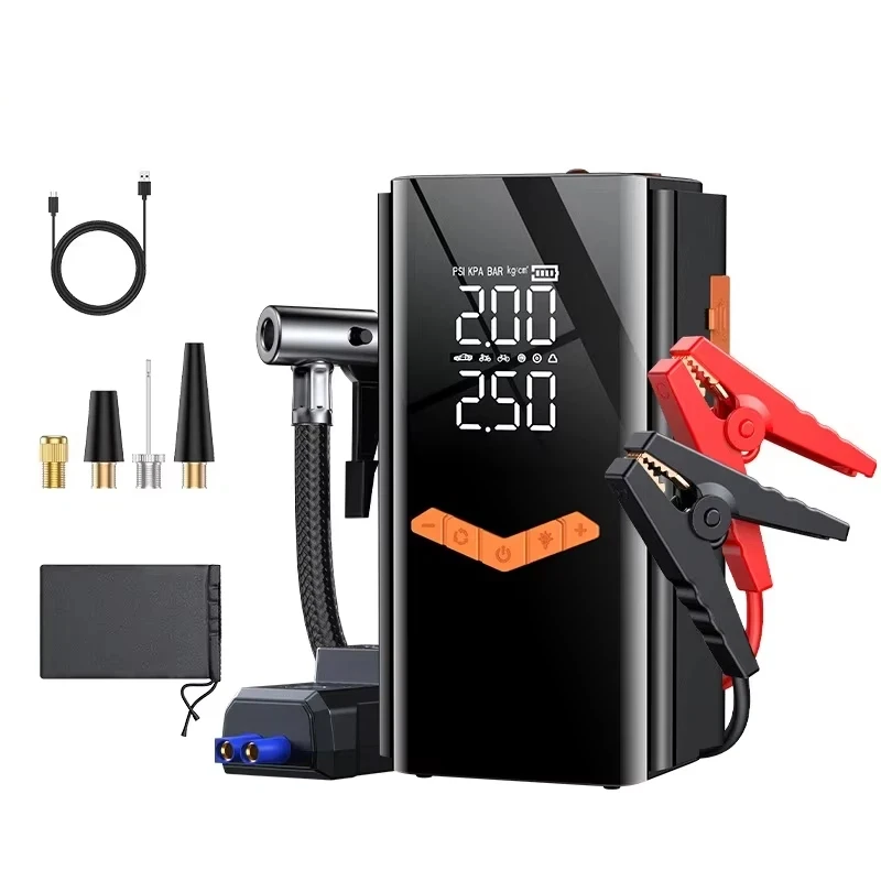 4-in-1 Car Jump Starter Portable 12V Battery Booster Power Bank with 150PSI Tire Inflator Air Pump for Gas Diesel Vehicle