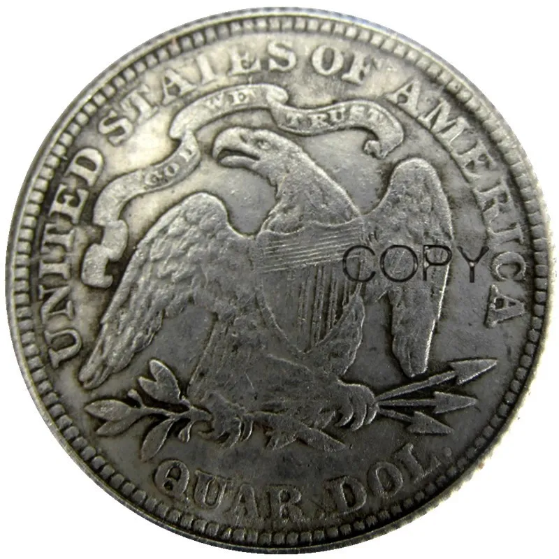 US 1873 Arrows P/CC Seated Liberty Quater Dollar Silver Plated Copy  Coin