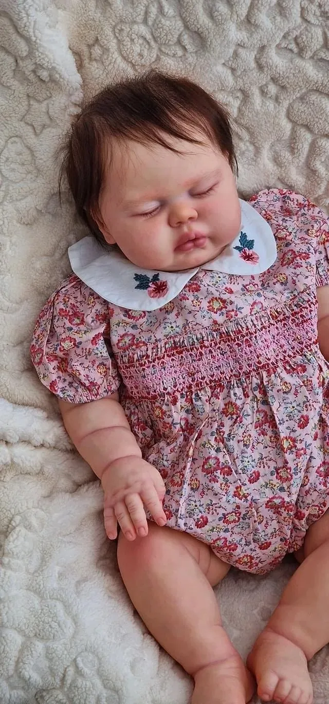 Cheveux enracinés à la main pour tout-petit, doux, corps de gril, réaliste, bébé fille au beurre, câlin, 24 po, 514