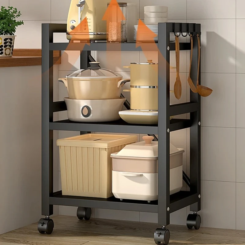 

‌ Многоуровневый кухонный органайзер — подвижный ящик для хранения микроволновой печи/духовки, компактная полка для посуды, шкаф с регулируемым зазором,