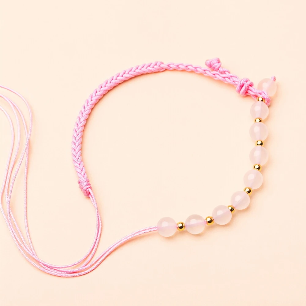 

Chinese Style Braided Lucky Hand Rope Women Red Green Purple Blue Pink 6 MM Adjustable Rope With Beads Girl Making DIY Bracelet