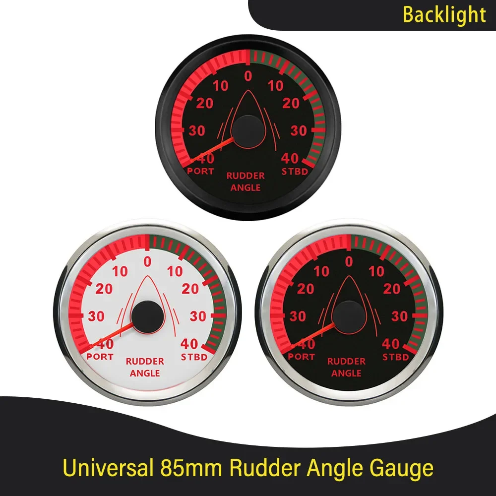 New 52mm / 85mm Boat Ship Universal Rudder Angle Indicator Gauge 0-190ohm Signal with Red Backlight for Yacht Vessel 9-32V