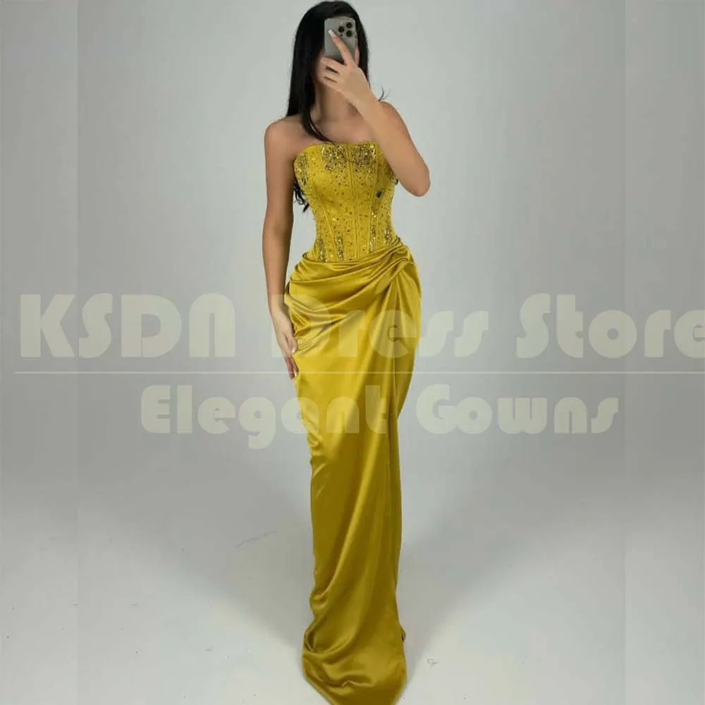 

Luxury Crystal Evening Dresses for Women Gowns Special Occasion Strapless Floor Length Gowns Special Event Prom Dress Vestidos