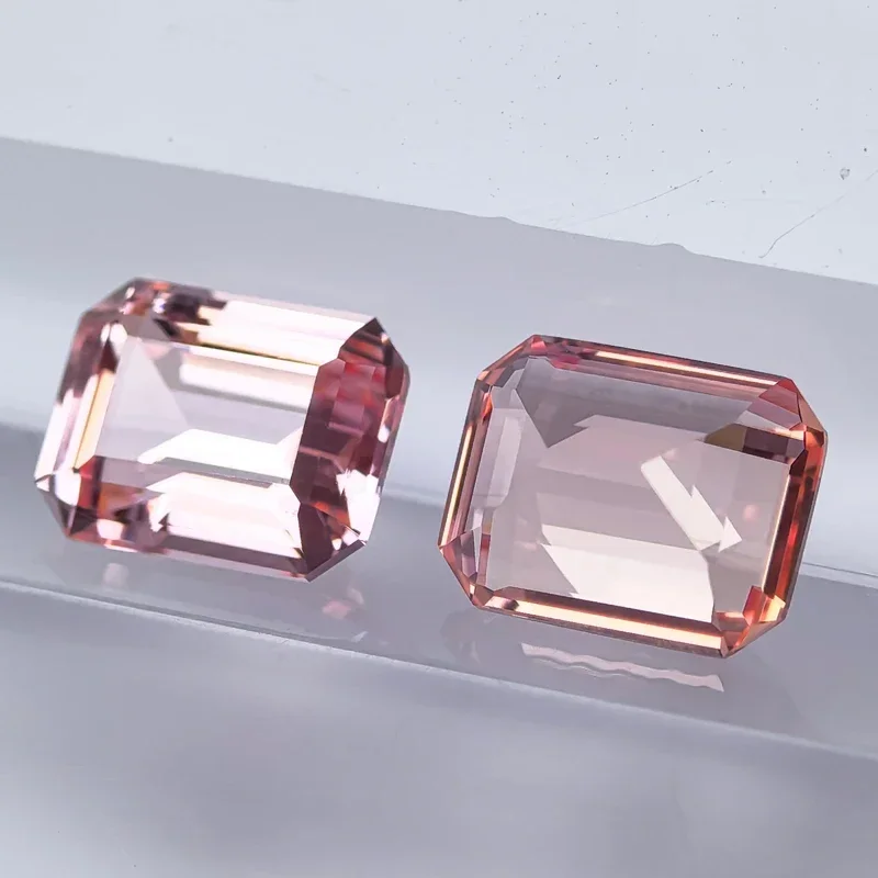 Lab Grown Sapphire Sunrise Pink Color Emerald Cut VVS1 Charms DIY Jewelry Making Bracelet Materials Selectable AGL Certificate