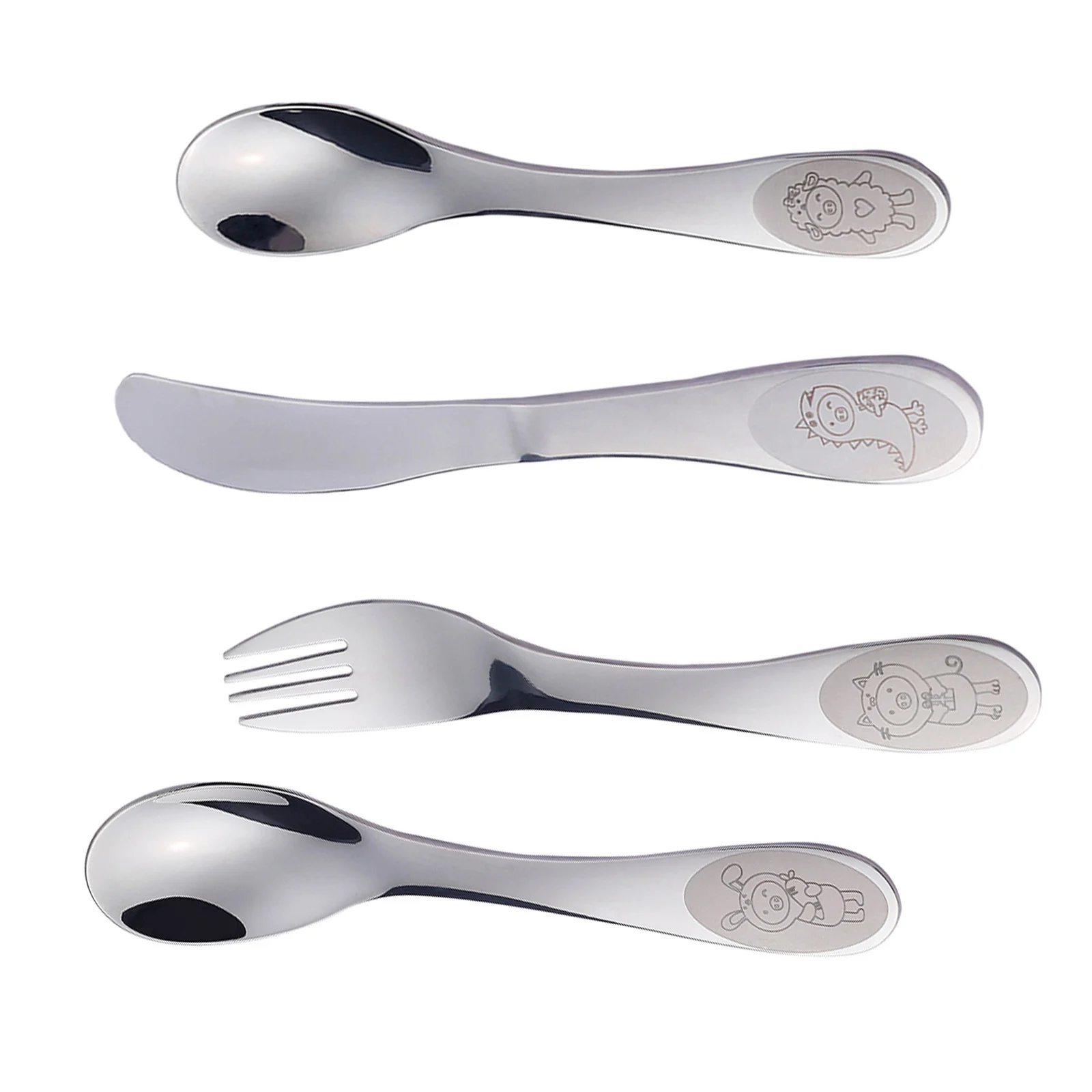 

1 комплект детских столовых приборов из нержавеющей стали, столовые приборы с мультяшным дизайном, прочный, практичный для вечеринки, праздника, детская посуда для детей