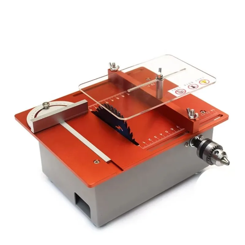Aluminium Mini Table Saw With Clearance Insert Plate Miter Gauge Guide Lifting Spindle Bearing Motor Set For Woodworking