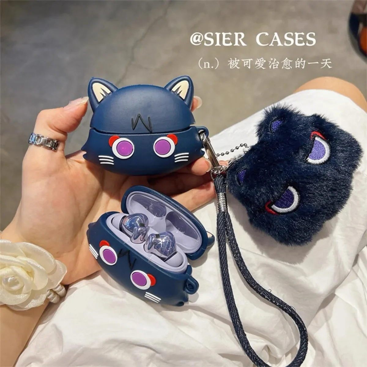 game Genshin Impact wanderer Cosplay Anime peripherals cute bluetooth headset decorative protective case (No headphones)