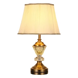 European Crystal Table Lamp Wedding Hotel Bedroom Bedside Light Modern Bedside Cloth Lamp Decoration Crystal Desk Light