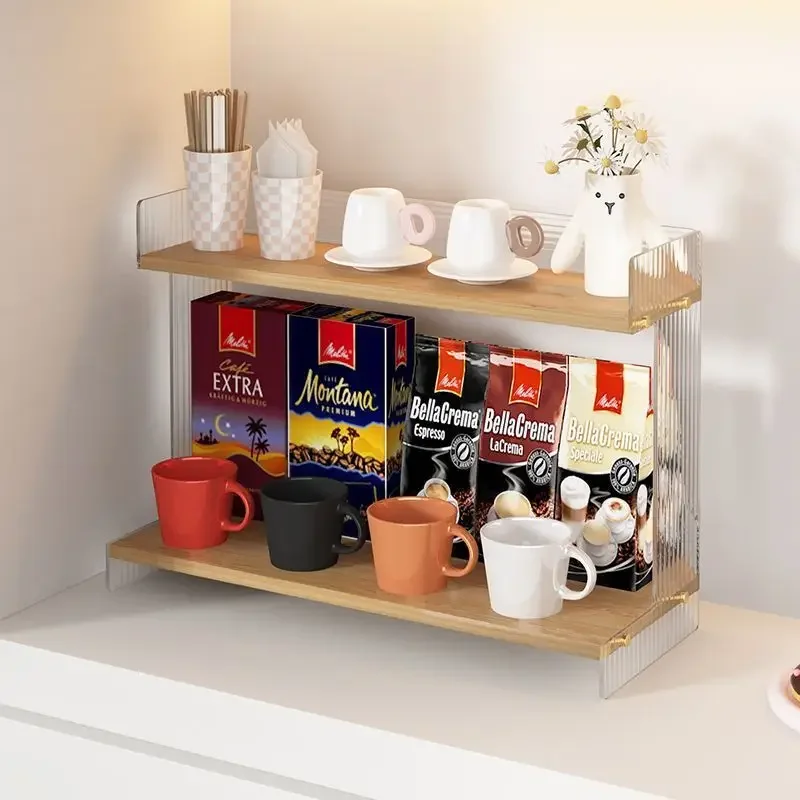 Desktop Cup Holder Storage Rack - Multi-Functional Organizer for Water Teacup Coffee Cup Beverage Tea Bar Desk Accessory