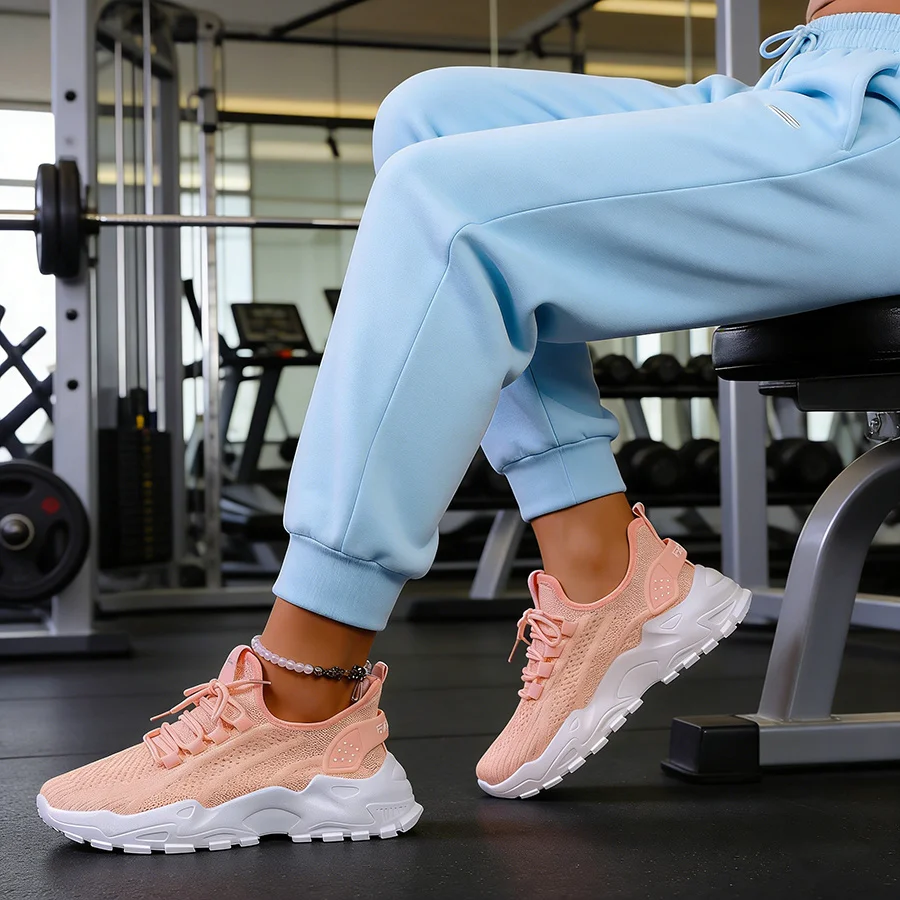 Ladies Fashion Knit Sports Shoes, Breathable Knitted Upper, New Arrival Spring Summer Casual Sneakers