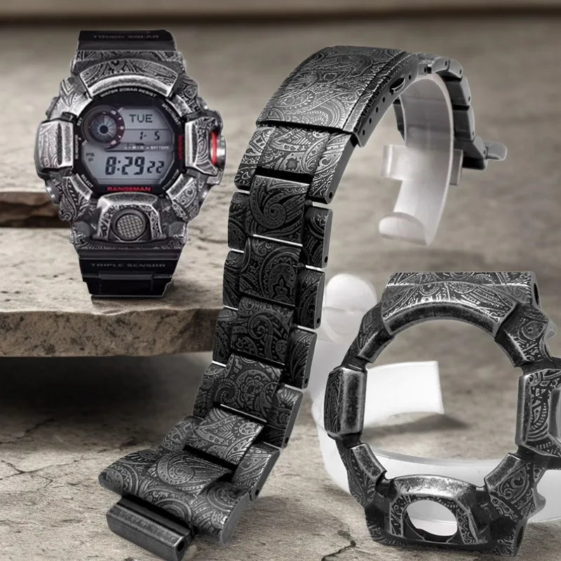 GW9400 Modified Metal Case Strap For Casio G-SHOCK GW-9400 Mod kit Men's Stainless Steel Watch Bezel band Bracelet Accessories