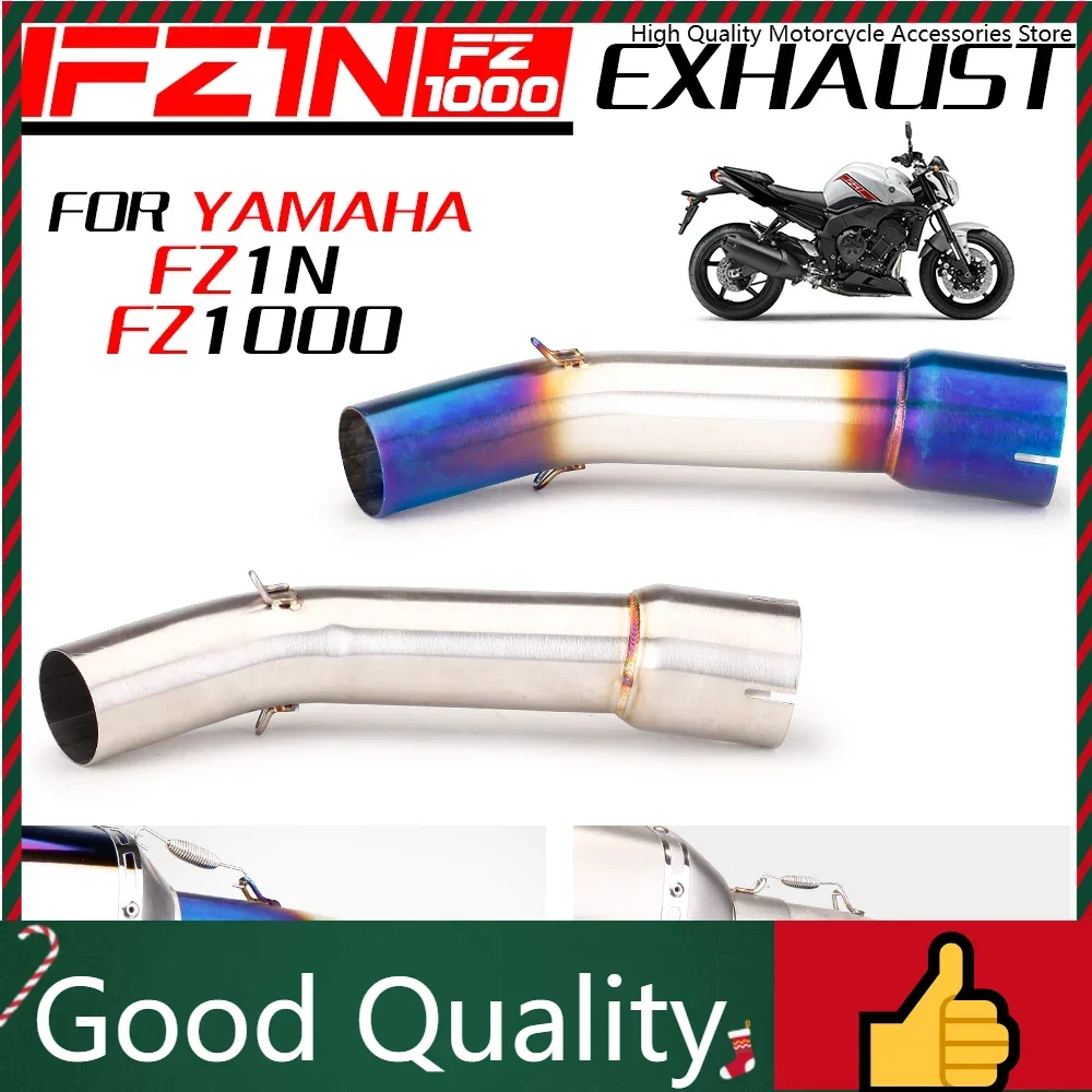 Хорошее качество без шнуровки для выхлопной системы Yamaha FZ1N FZ1000, модифицированная труба среднего звена из нержавеющей стали, подключение 51 мм, глушитель