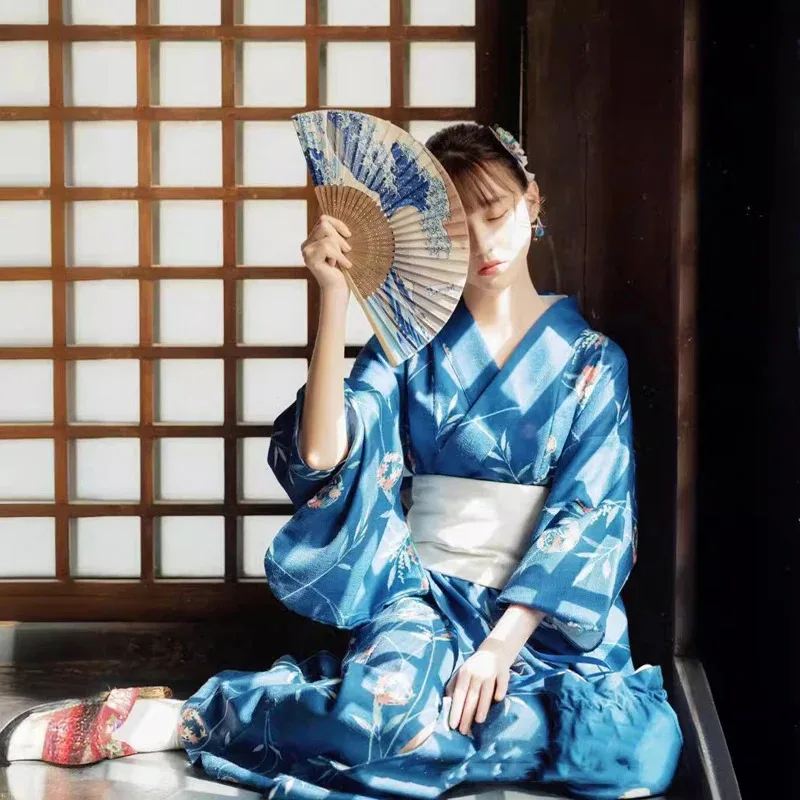

2024 Kimono Traditional Japanese Dress Cosplay Anime Photoshooting Bathrobe Sauna Hotspring Retro Vintage Elegant