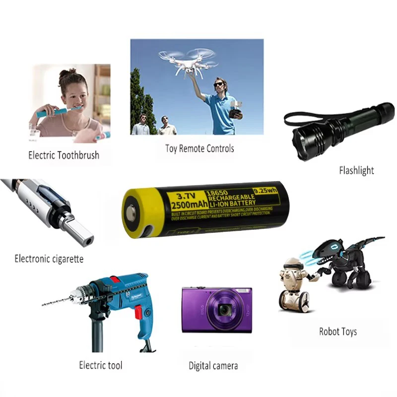 MATOV 2500mAh USB Type-C 18650 Battery 3.7V Rechargeable Li-ion Battery for Flashlight Microphone Fan Electric Razor