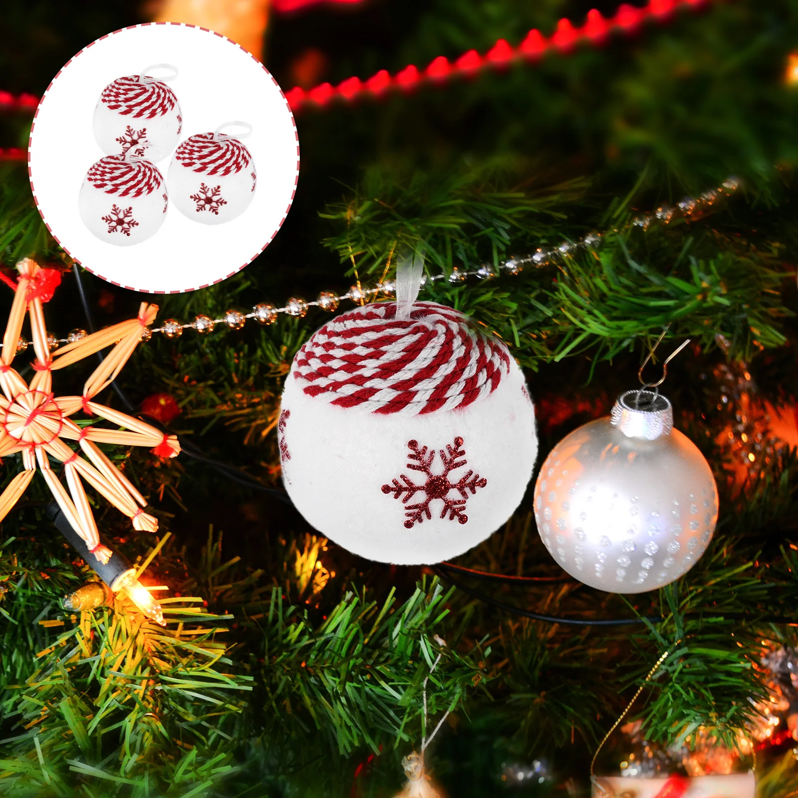 

3Pcs Christmas Hanging Balls Ornaments Xmas Tree Lightweight Foam Decorations Party Pendants Holiday Decor Christmas Ornaments