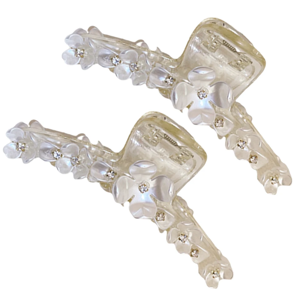 

2Pcs Rhinestone Flower Hair Clips for Women Jaw Claw Pins Easy to Use Comfortable Long Thin Thick Hair Accessories