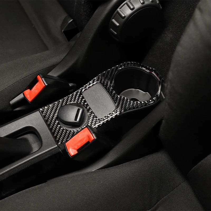 Car Carbon Fiber Center Console Water Cup Holder Decoration Cover Trim Stickers for Smart 453 Fortwo 2016-2021