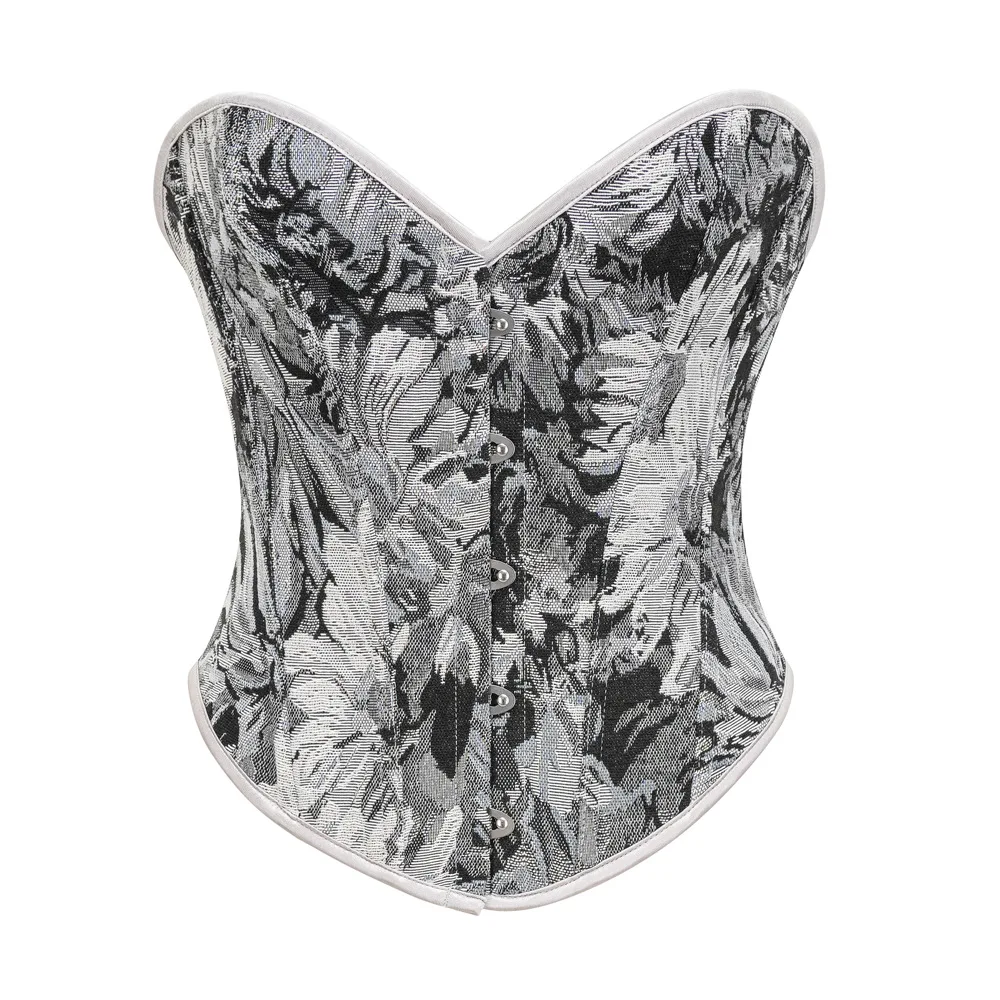 مشد نسائي عتيق مطبوع عليه زهور فوق الصدر بني عتيق مشد علوي على الطراز القوطي بوستير y2k Steampunk كورسيليت القرون الوسطى Espartilho Feminino