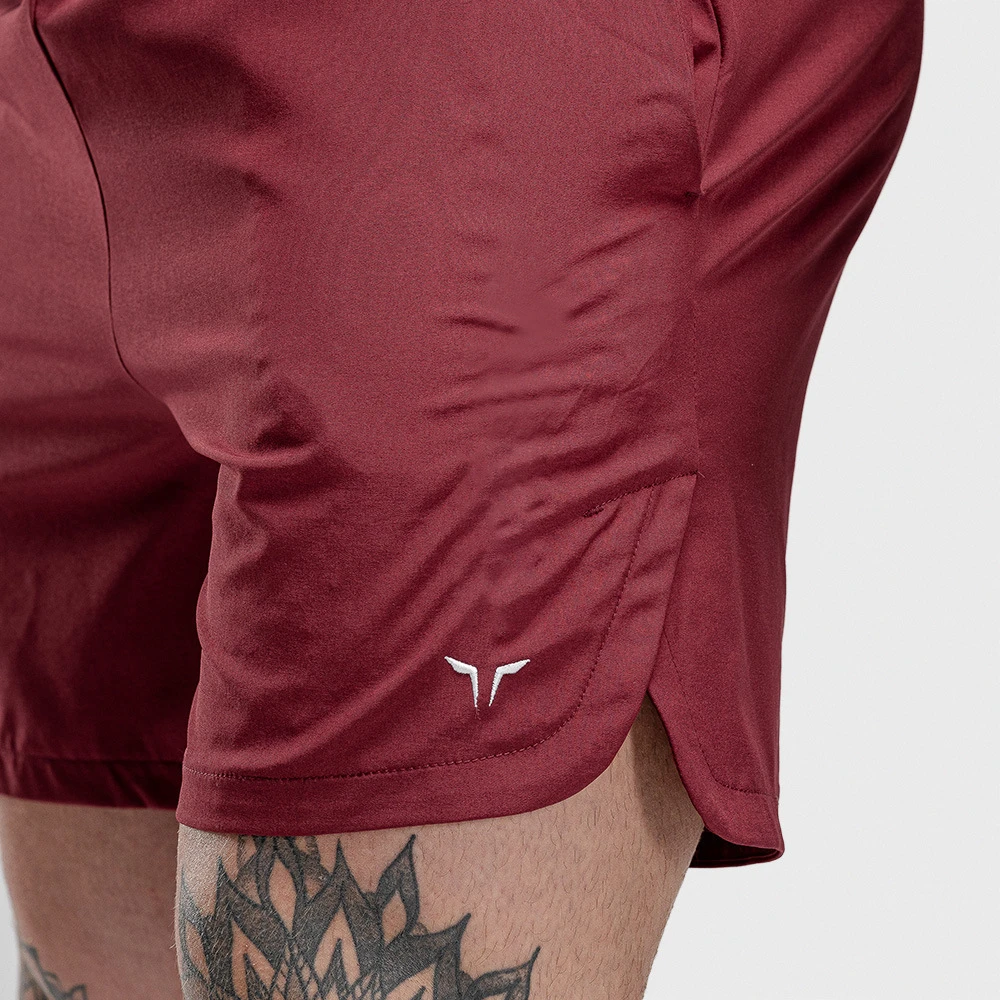 Mens Workout Fitness Shorts Breathable Jogger Shorts Gyms Bodybuilding Quick Dry Leisure Running Shorts Male Wine Red