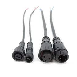 M12 M16 Waterproof 2 Pin core DC Male Female Jack nut IP65 Cable Wire power supply connector lead Plug for LED Strip light