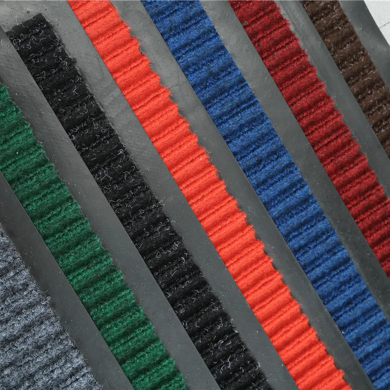 Modern Simple Entrance Mat Double Stripe Pure Color Absorbent Home Use PVC Shop Front Door Carpet Fiber Rectangular Shape