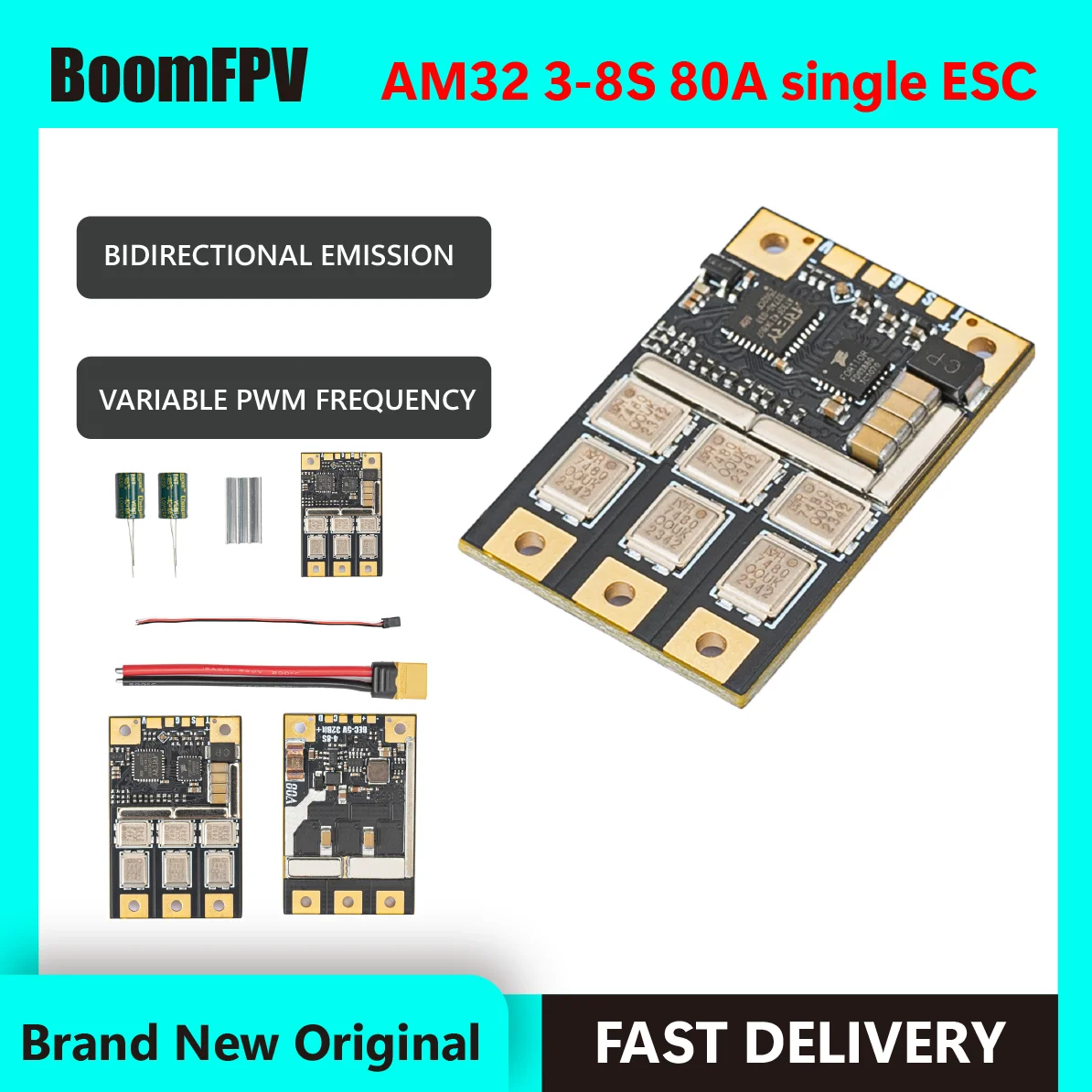 BOOMFPV AM32 3-8S 80A V4 Stable Version Single ESC for Fixed Wing and 13inch X-Class FPV Drone and RC Car or Crawler