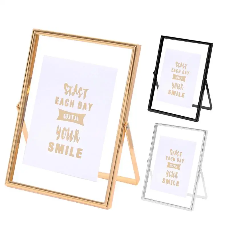

8 inch Metal Standing Picture Frame Floating Photo Frame Modern Home Decor for Living Room Bedroom Studio Bedside bookshelf