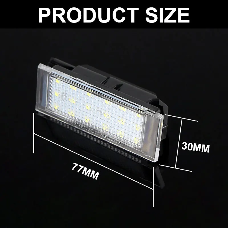 2pcs Car LED License Plate Light For Renault Clio Laguna 2 Megane 3 Twingo Master Vel Satis Opel Movano Number Lamps