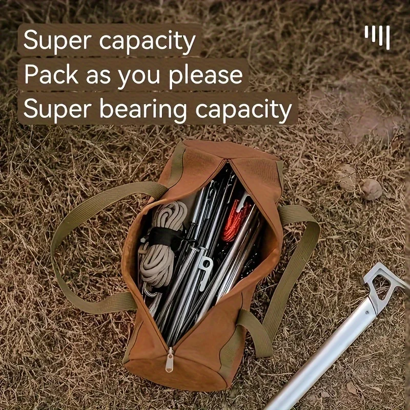Camping Tools Storage Bag Large Capacity Cylinder Tent Stake Bag Lightweight Tent Peg Ground Nail Holder Bag for Outdoor Camping image 2