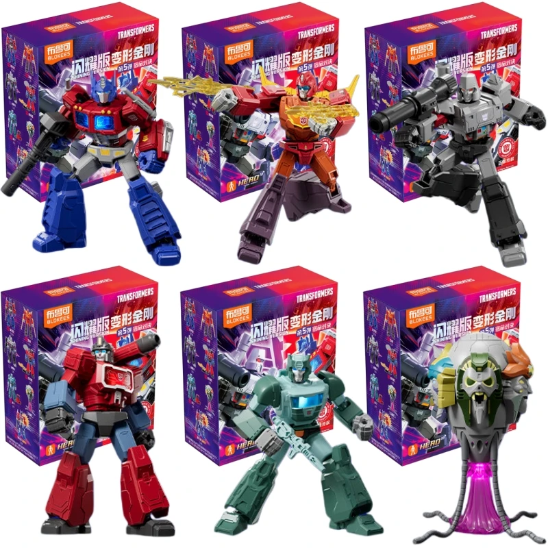 BLOKEES Original SHINING VERSION V05 Transformers OPTIMUS PRIME MEGATRON QUINTESSON HOT ROD PERCEPTOR LED Actionfigur zum Zusammenbauen