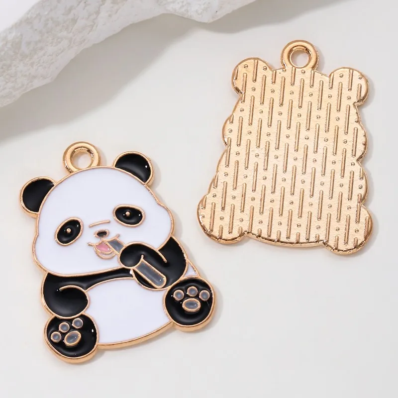 10pcs New Panda Bamboo Enamel Charms Cute Chinese National Treasure Pendants For Making Handmade DIY Jewelry Accessories