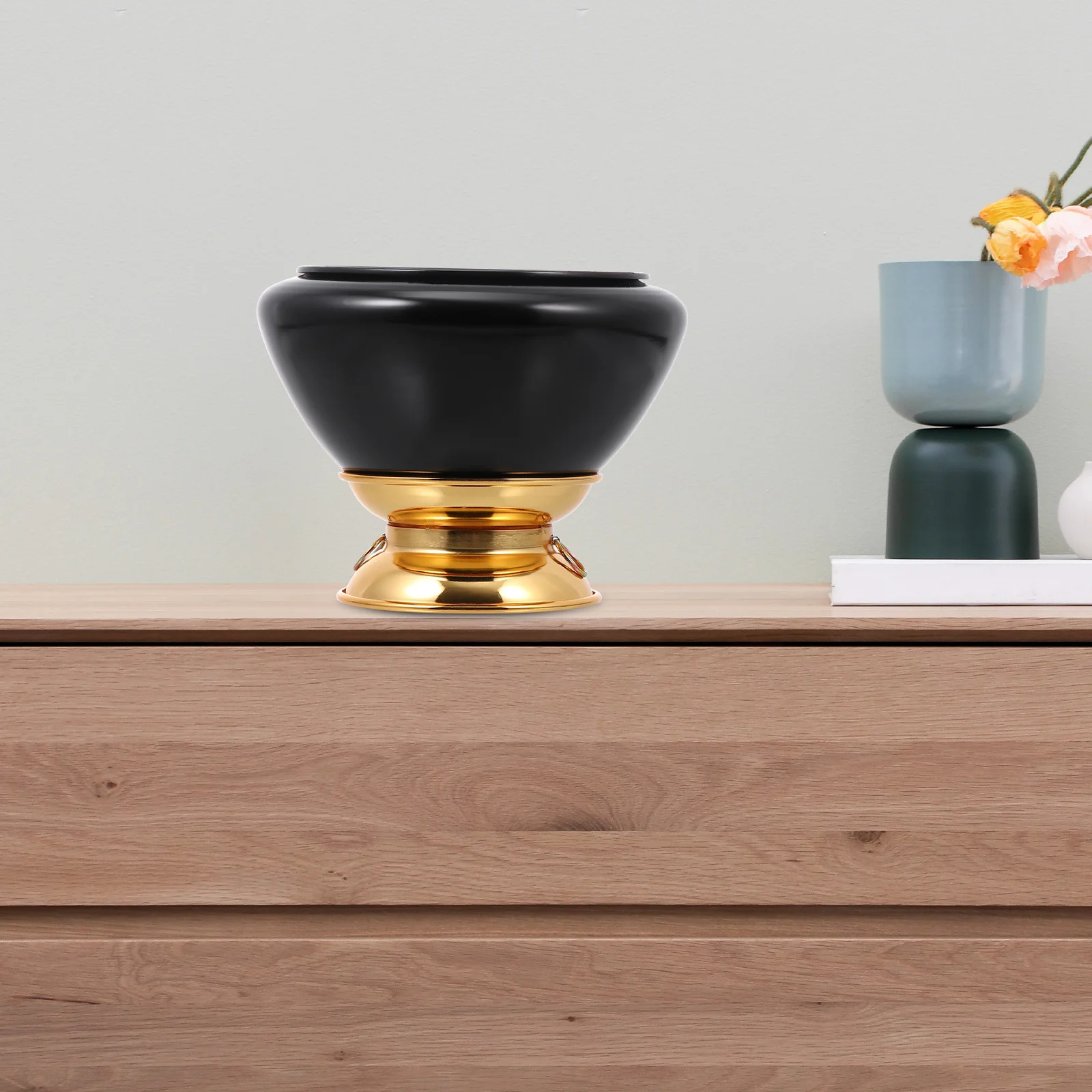 

1pc Tibetan Singing Bowl Yoga Meditation Therapy Sound Chanting Bowl Set Desktop Ornament Home Decor Supply For Relaxation Black