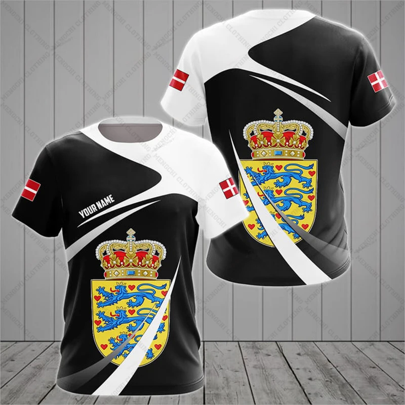Custom Summer Casual Denmark Shield Skull Camo Graphic T-shirts Cool Men's Fashion E-Sports Jersey Short Sleeve Clothes