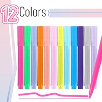 12pcs fluorescent highlighters, Neon color and Macron color, quick-drying, chisel tip, stain-free