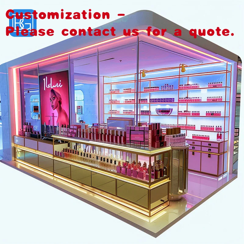 

custom.Customized Shopping Mall Perfume Kiosk Showcase Store Fragrance Display Stand Perfume Cabinet Counter with Lock