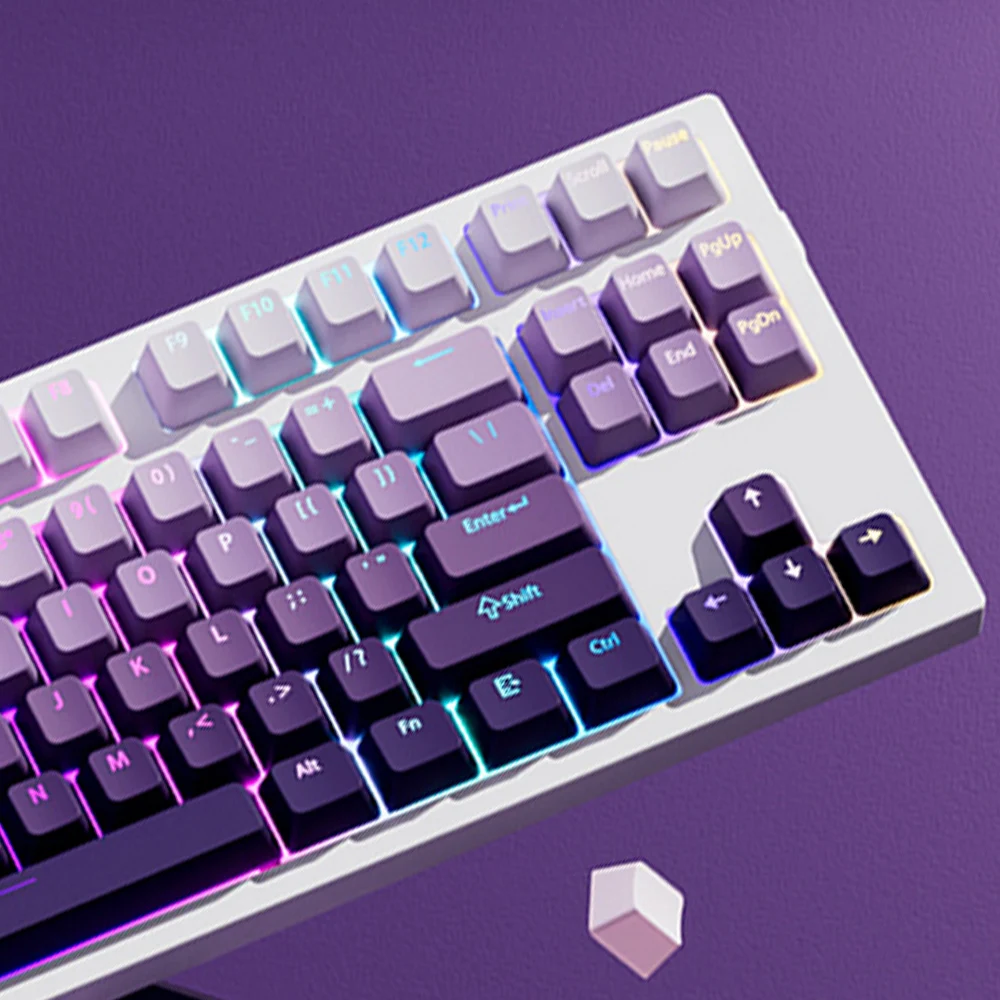 2027 Lavender Top Print RGB Backlit Keycaps 135 Keys OEM Profile Shine Through PBT Double Shot Keycaps for MX Switches Keyboards