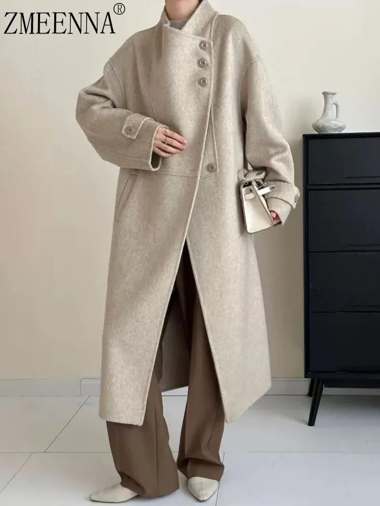 

ZMEENNA Classic Women's Wool Blend Coat With Notched Lapel And Button Cuffs Warm Winter Outerwear For Everyday Style ZM3519