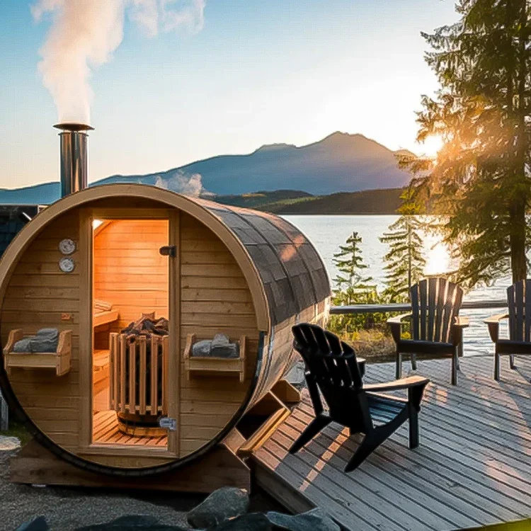 Home Top 10 Selling Barrel Saunas 6 Meter Outdoor Sauna Lounger Panoramic View