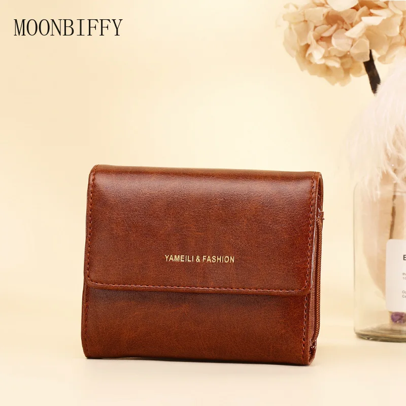 

Women's Wallet Coin Purses Oil Wax Skin Coin Wallet Key Bag Earphone Organizer Hasp Simple Purse кошелек женский Cute Wallet