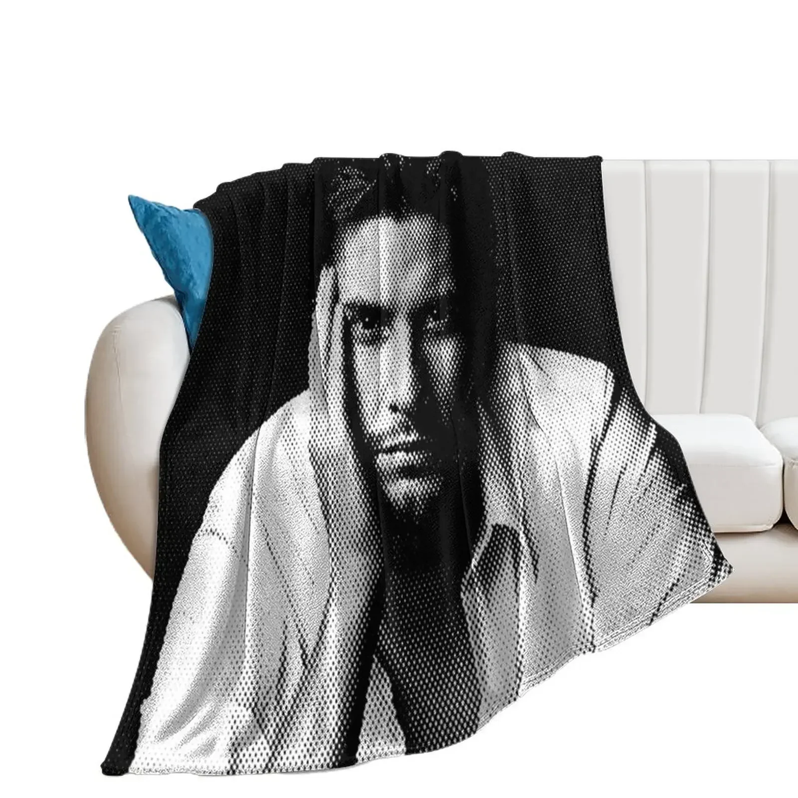 Ben Barnes Black & White Portrait Throw Blanket Hairy Warm Blankets