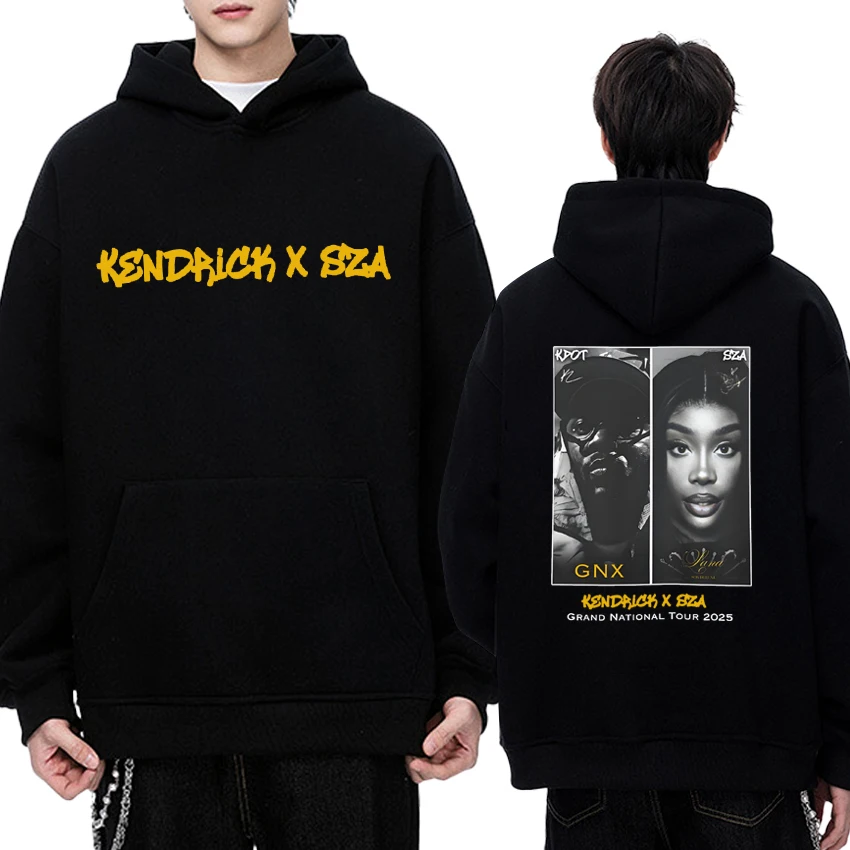 

Rap Kendrick Lamar SZA Tour 2025 Fan Double Sided Graphic Sweatshirt Men women vintage hip hop Hoodie Unisex Fleece streetwear