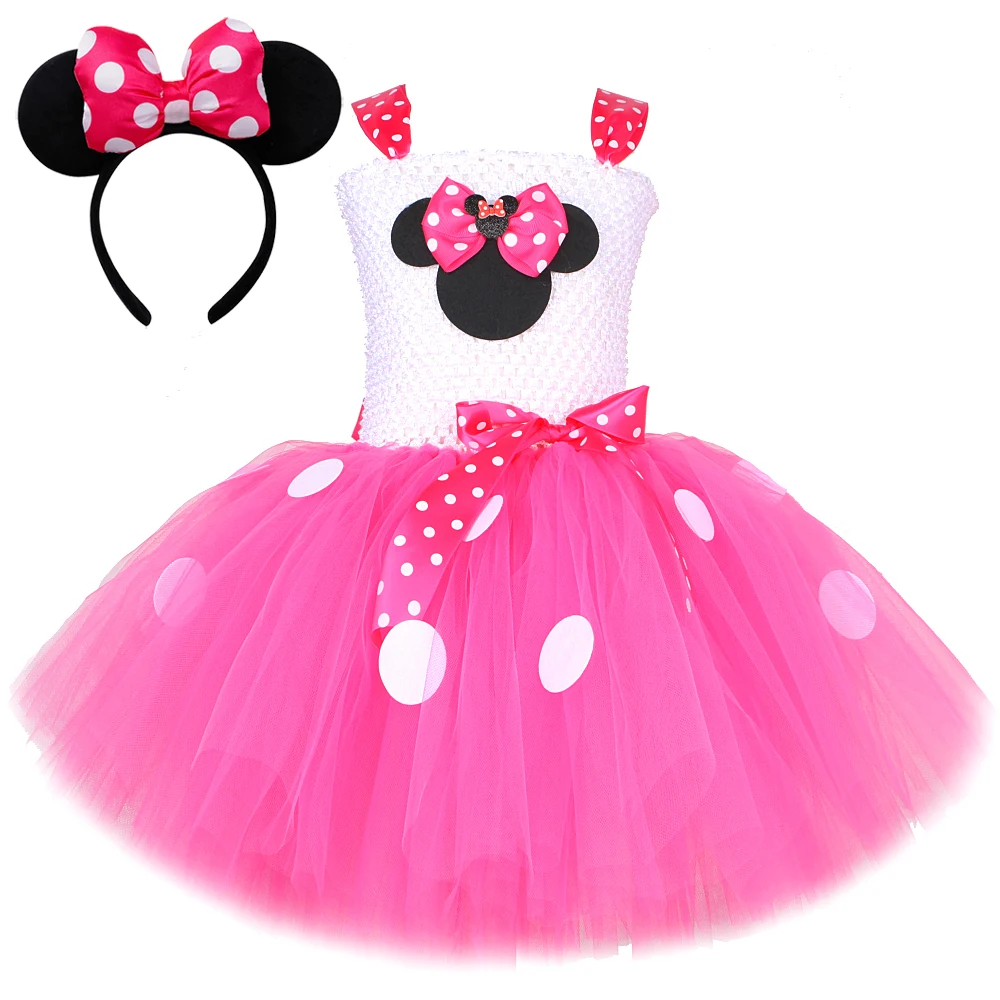 Hot Pink Red Mini Mouse Costumes for Baby Girls Birthday Ballet Tutus for Kids Christmas Halloween Dresses Child Cartoon Outfits