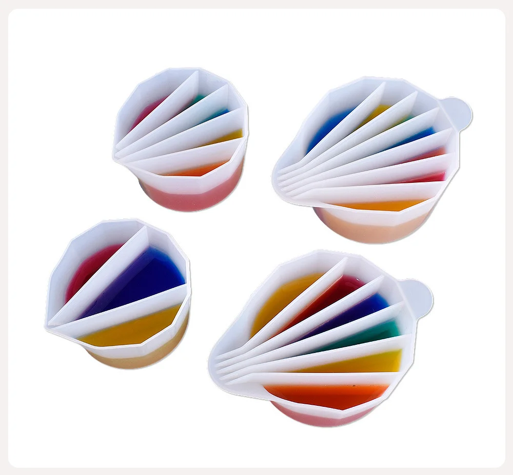5‑Grip Reusable White Silicone Split Cups, Paint Pouring Divider Cups for Fluid Art, Resin Crafts & DIY Jewelry Making