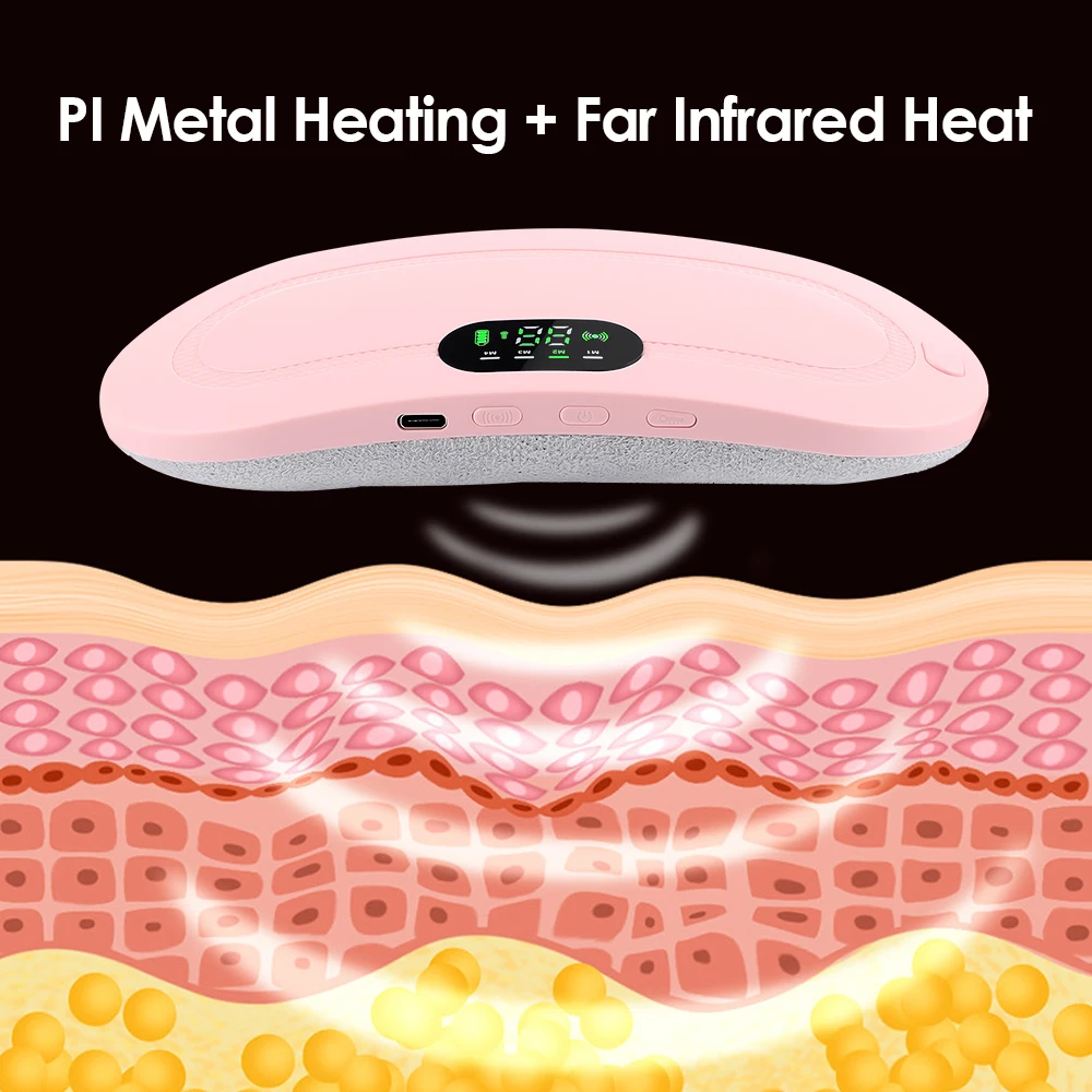 Menstrual Heating Massage Belt Hot Compression Vibration Relieve Cramps Period Pain Relief Belly Electric Massager For Girls