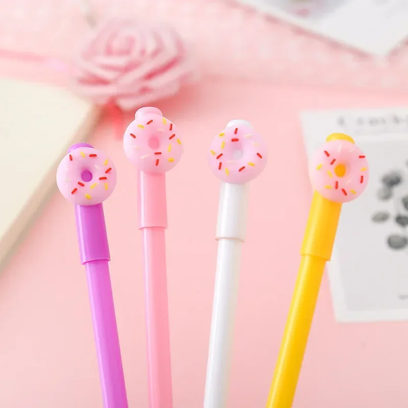 60PCS Creative Cute Donut Gel Pen Creative Student Writing Implement Office Signature Pen Black 0.5mm Ball Pen Stationery B