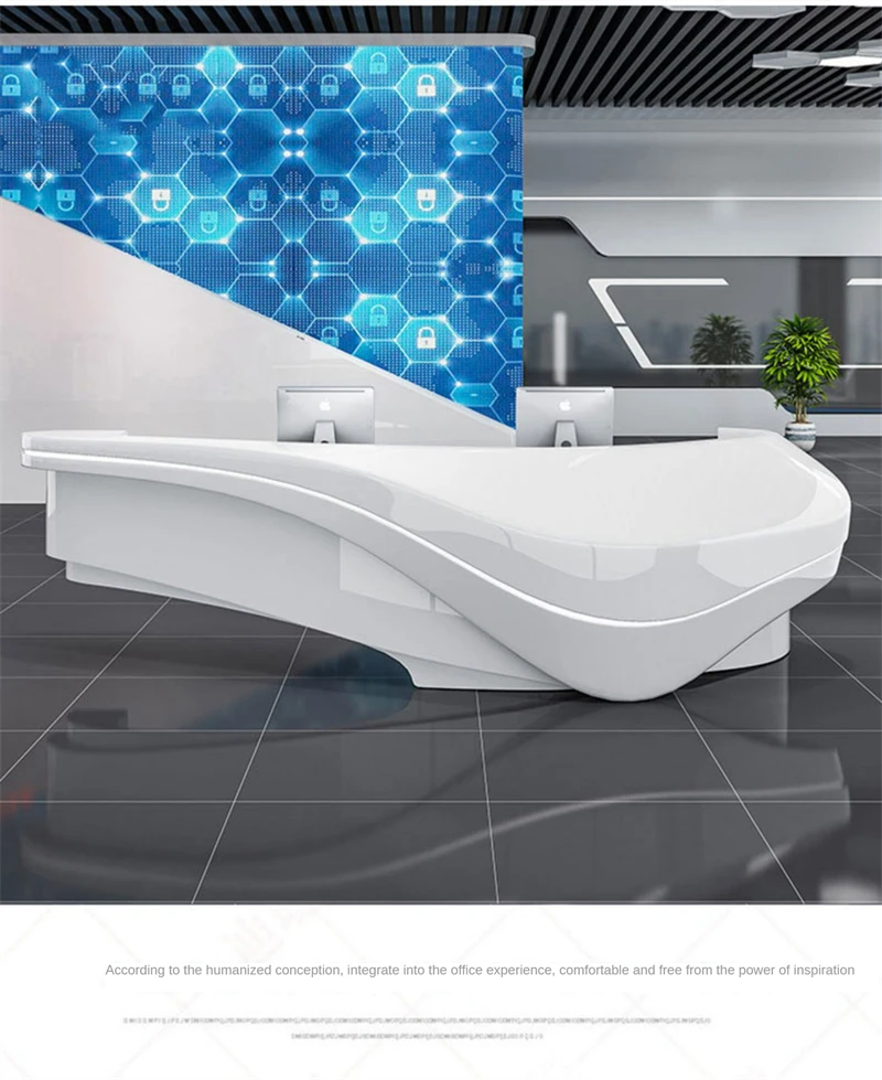 

Beautiful Reception Desk with LED Luxury Office Furniture Front Desk Reception Counter Customized Reception Desk